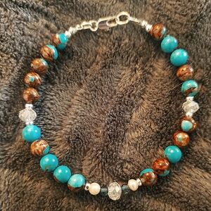 Handmade - NEW, Bronzite Turquoise / Sterling Silver Bracelet